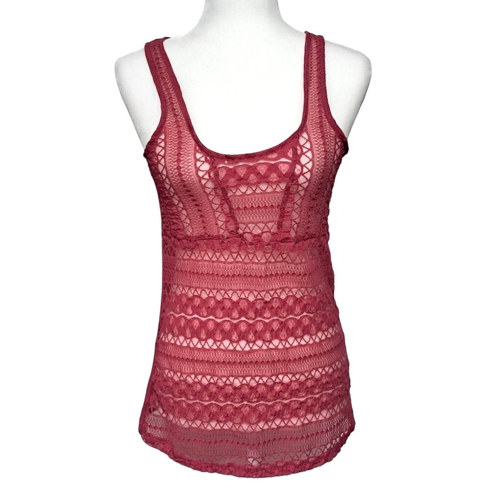Charlotte‎ Russe Tank Top Womens Size L Rose Pink Lace